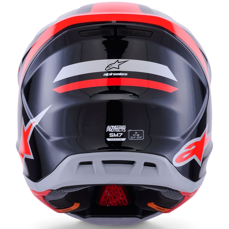 Alpinestars SM7 Rise motokrossikiiver must-hõbedane-fluo punane