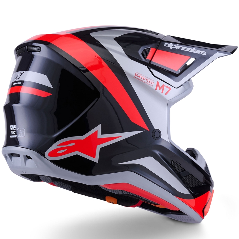 Alpinestars SM7 Rise motokrossikiiver must-hõbedane-fluo punane