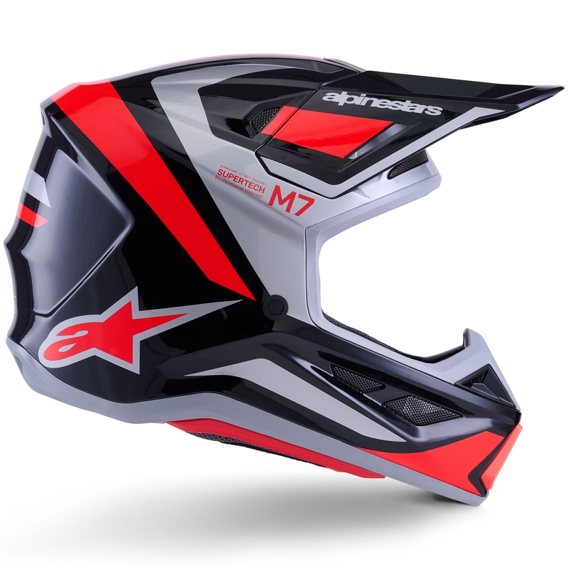 Alpinestars SM7 Rise motokrossikiiver must-hõbedane-fluo punane
