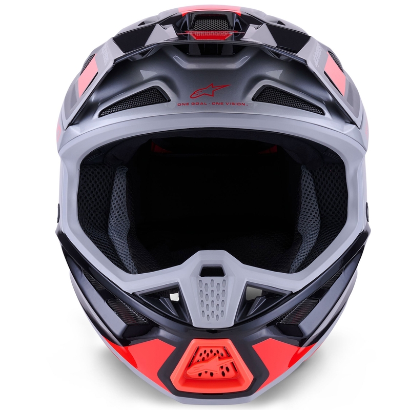 Alpinestars SM7 Rise motokrossikiiver must-hõbedane-fluo punane