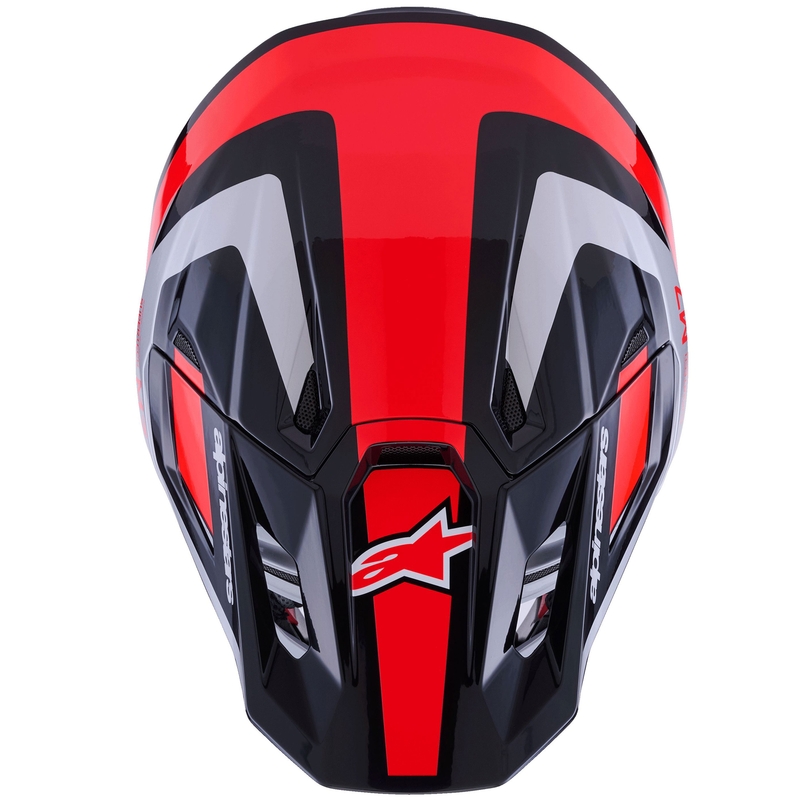 Alpinestars SM7 Rise motokrossikiiver must-hõbedane-fluo punane