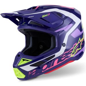 Alpinestars SM7 Deed motokrossikiiver lilla-roosa-valge-fluo kollane