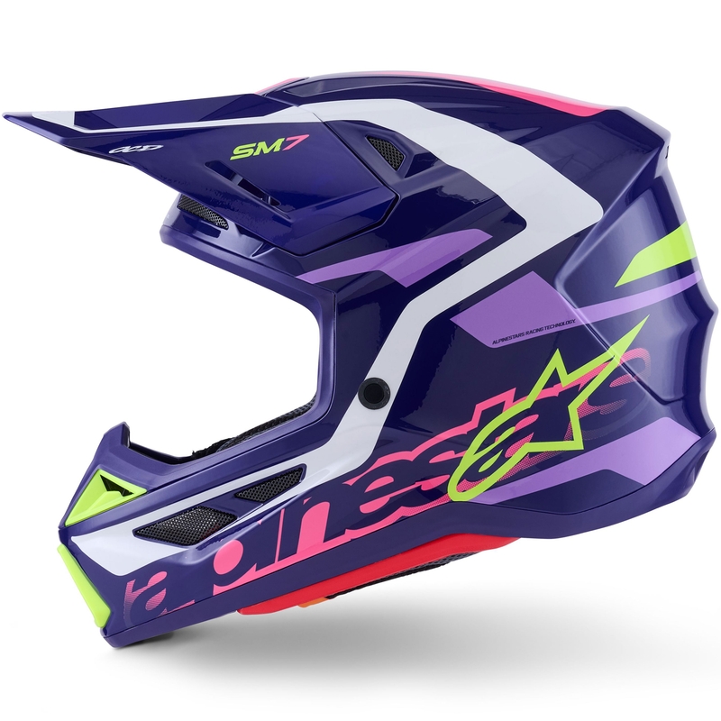 Alpinestars SM7 Deed motokrossikiiver lilla-roosa-valge-fluo kollane