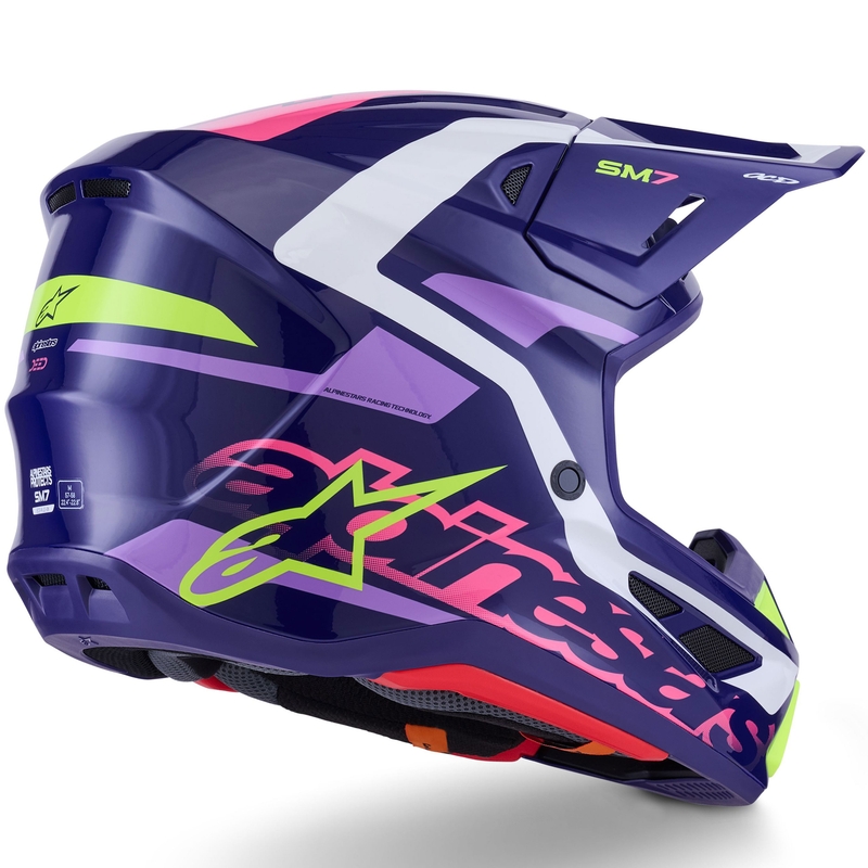 Alpinestars SM7 Deed motokrossikiiver lilla-roosa-valge-fluo kollane