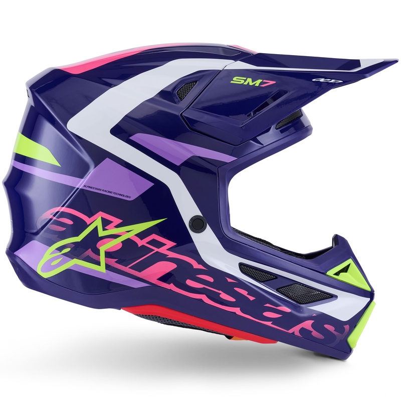 Alpinestars SM7 Deed motokrossikiiver lilla-roosa-valge-fluo kollane