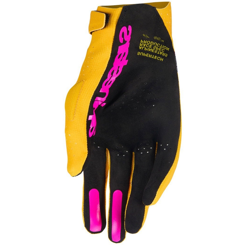 Alpinestars Supertech MX kuld-mustad-fluo roosad motokrossikindad