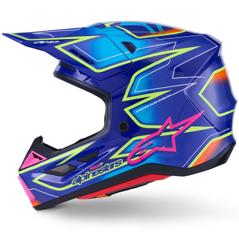 Alpinestars SM7 Cast Sinine-roosa-kollane motokrossi kiiver
