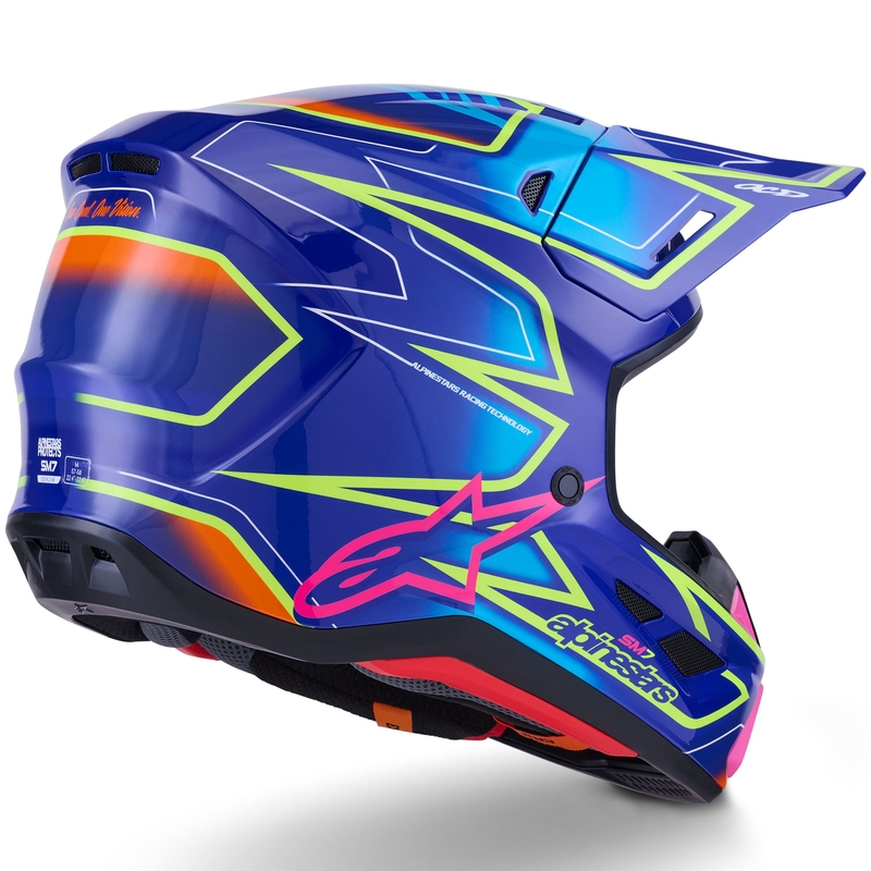 Alpinestars SM7 Cast Sinine-roosa-kollane motokrossi kiiver