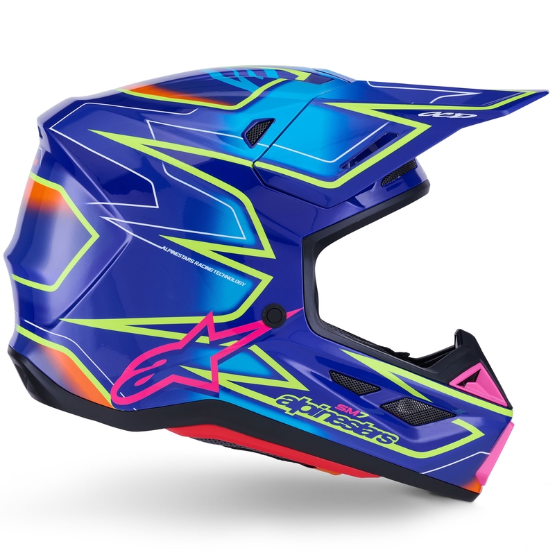 Alpinestars SM7 Cast Sinine-roosa-kollane motokrossi kiiver