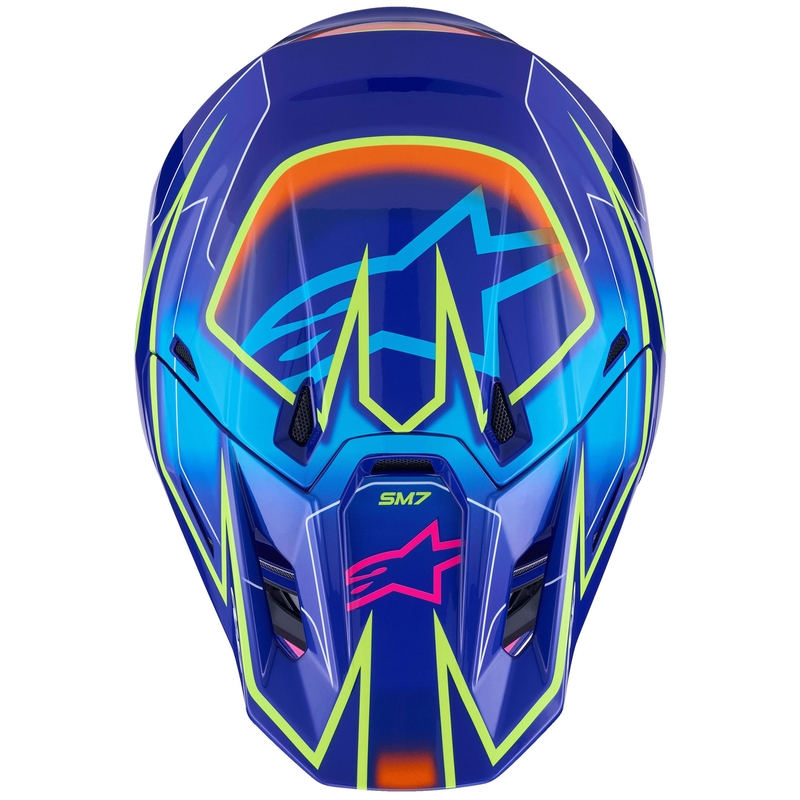 Alpinestars SM7 Cast Sinine-roosa-kollane motokrossi kiiver