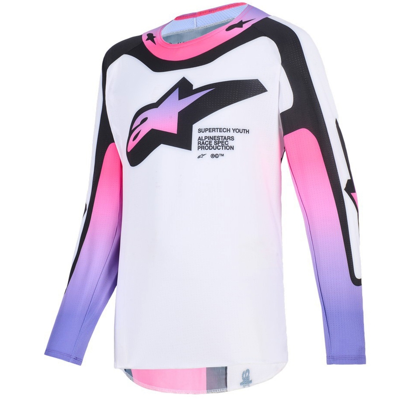 Alpinestars Supertech Vista Noorte motokrossitrikoo valge-lilla-must