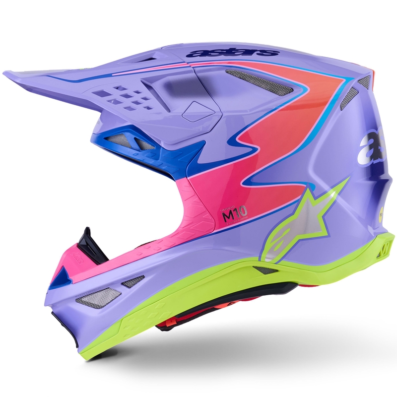 Motokrossikiiver Alpinestars S-M10 JETT LAWRENCE R01 lilla-fluo roosa-fluo kollane