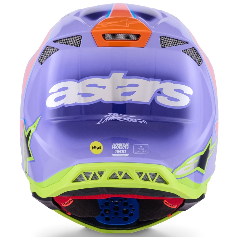 Motokrossikiiver Alpinestars S-M10 JETT LAWRENCE R01 lilla-fluo roosa-fluo kollane