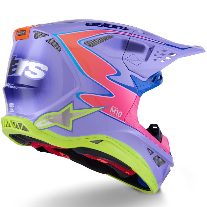 Motokrossikiiver Alpinestars S-M10 JETT LAWRENCE R01 lilla-fluo roosa-fluo kollane