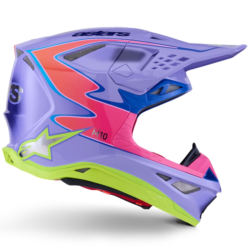 Motokrossikiiver Alpinestars S-M10 JETT LAWRENCE R01 lilla-fluo roosa-fluo kollane