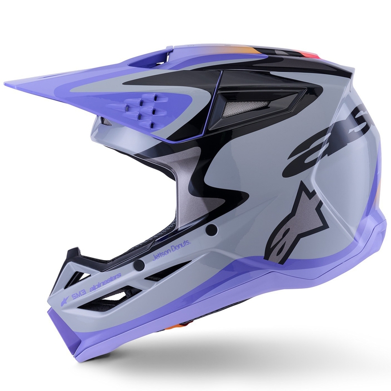 Laste motokrossikiiver Alpinestars S-M3 edition JETT LAWRENCE hall-lillakas-must