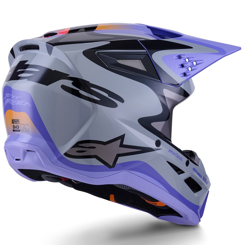 Laste motokrossikiiver Alpinestars S-M3 edition JETT LAWRENCE hall-lillakas-must