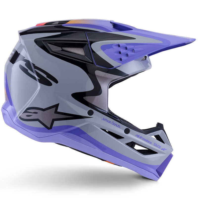 Laste motokrossikiiver Alpinestars S-M3 edition JETT LAWRENCE hall-lillakas-must
