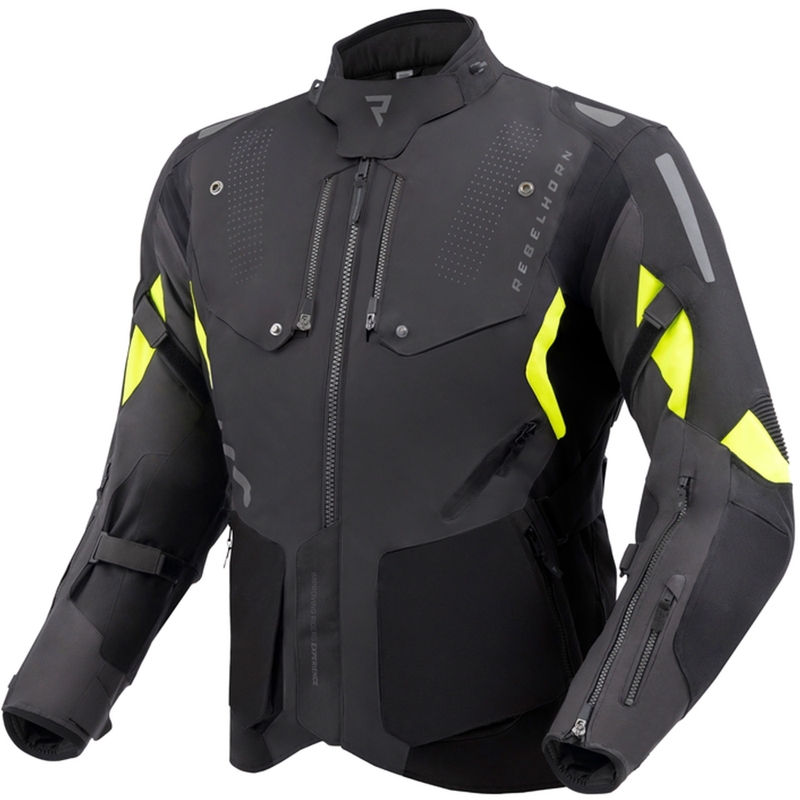 Mootorratta jope Rebelhorn Hiker IV must-antratsiit-fluo kollane