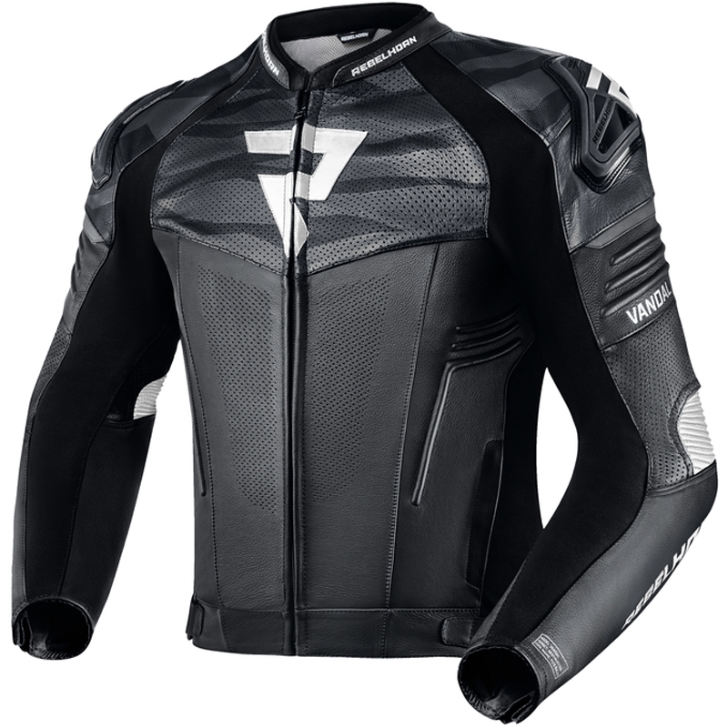 Kožená bunda na motorku Rebelhorn Vandal černo-bílá výprodej