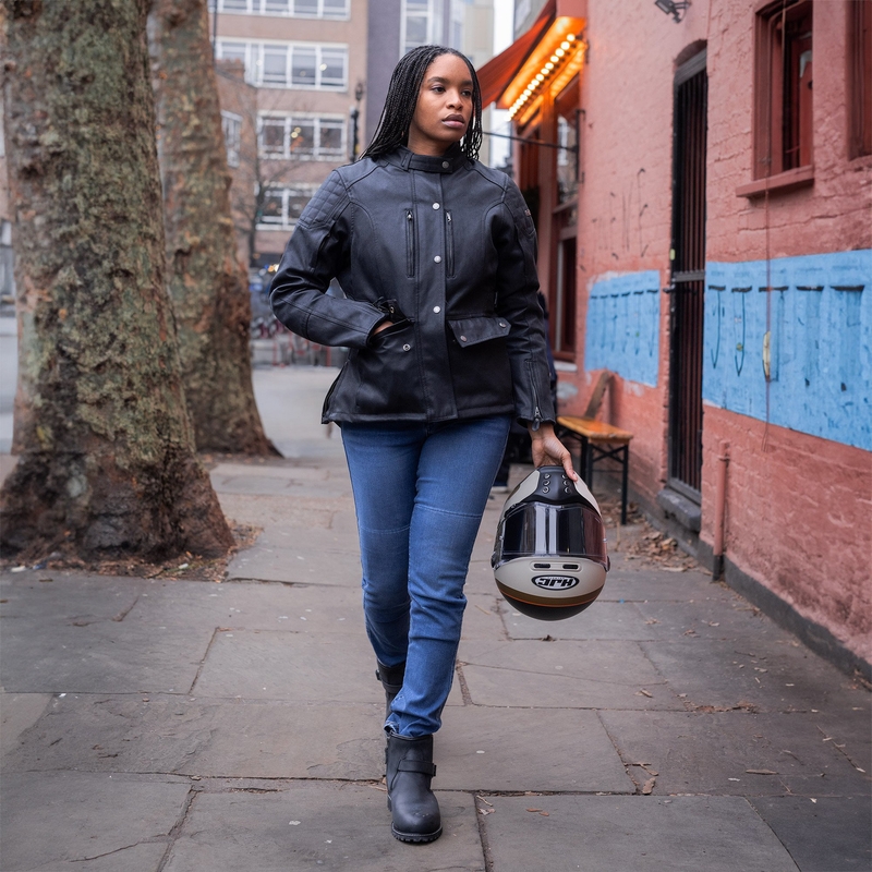 Naiste OXFORD SOFIA AA Slim helesinised mootorratta teksad