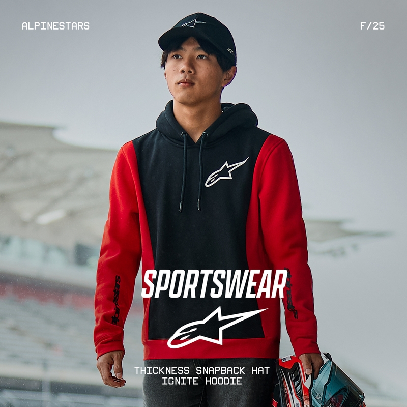 Alpinestars Ignite Hoodie must ja punane