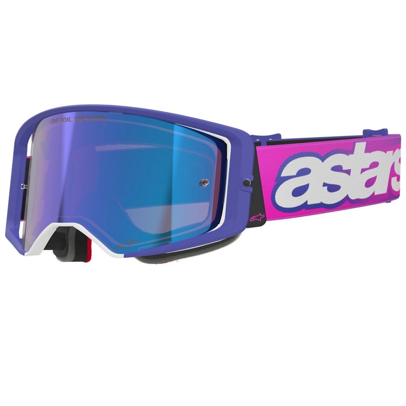 Alpinestars Supertech Vision Vista motokrossiprillid lilla-roosa peegelpinnaga sinise klaasiga