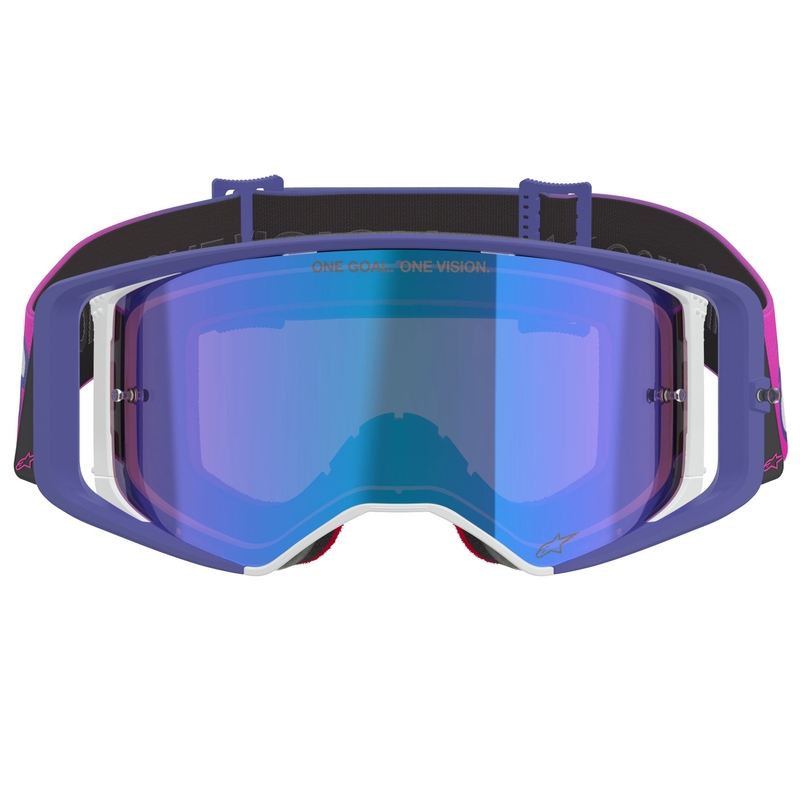 Alpinestars Supertech Vision Vista motokrossiprillid lilla-roosa peegelpinnaga sinise klaasiga