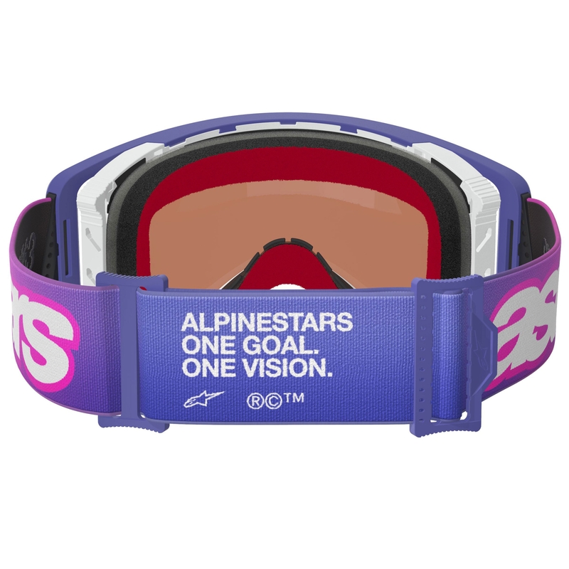 Alpinestars Supertech Vision Vista motokrossiprillid lilla-roosa peegelpinnaga sinise klaasiga
