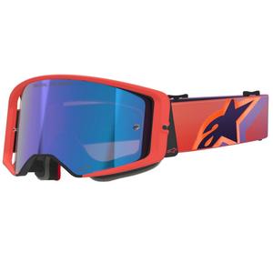 Alpinestars Supertech Vision Corp motokrossiprillid oranži ja lilla värviga, sinise peegliläätsega.