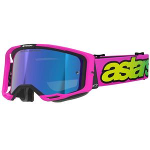 Alpinestars Vision 8 Vista fluo roosa-fluo kollane-roheline motokrossprillid sinise peegliläätsega