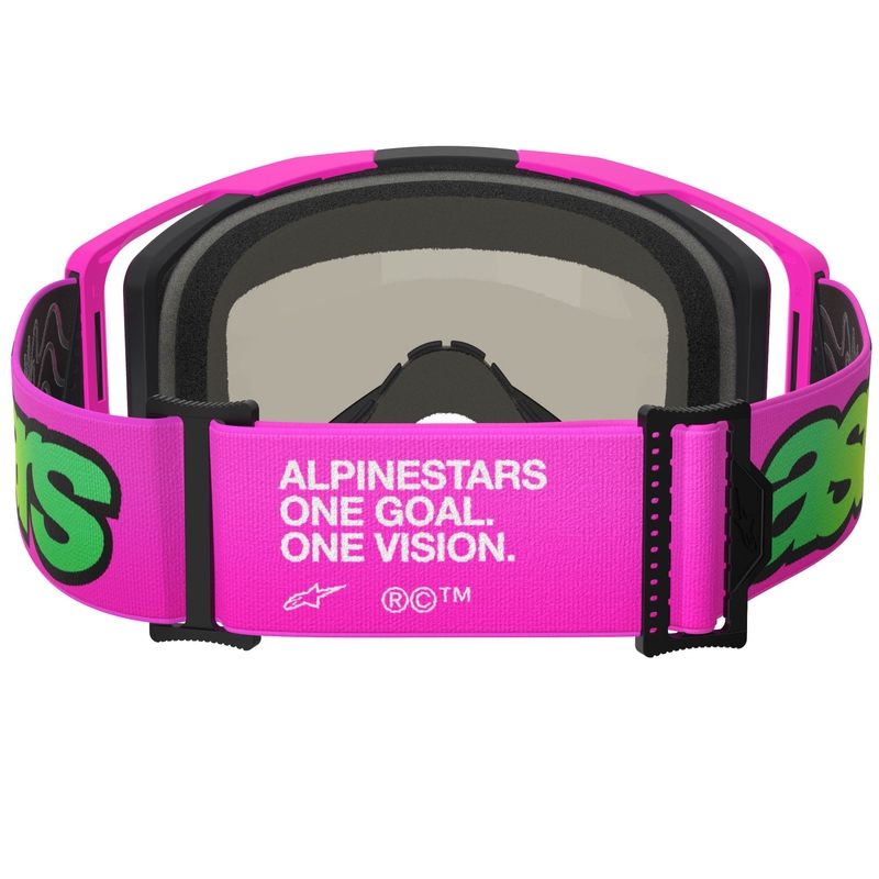 Alpinestars Vision 8 Vista fluo roosa-fluo kollane-roheline motokrossprillid sinise peegliläätsega