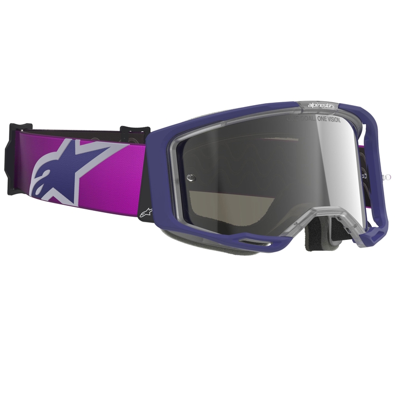 Alpinestars Vision 8 Corp motokrossiprillid lilla-mustad, hõbedaste peegelobjektiividega