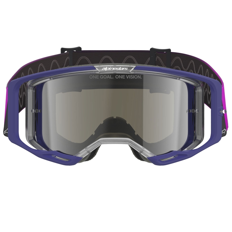 Alpinestars Vision 8 Corp motokrossiprillid lilla-mustad, hõbedaste peegelobjektiividega