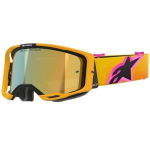 Alpinestars Vision 8 Corp motokrossiprillid oranž-kollane-roosa peegelkuldse prilliklaasiga