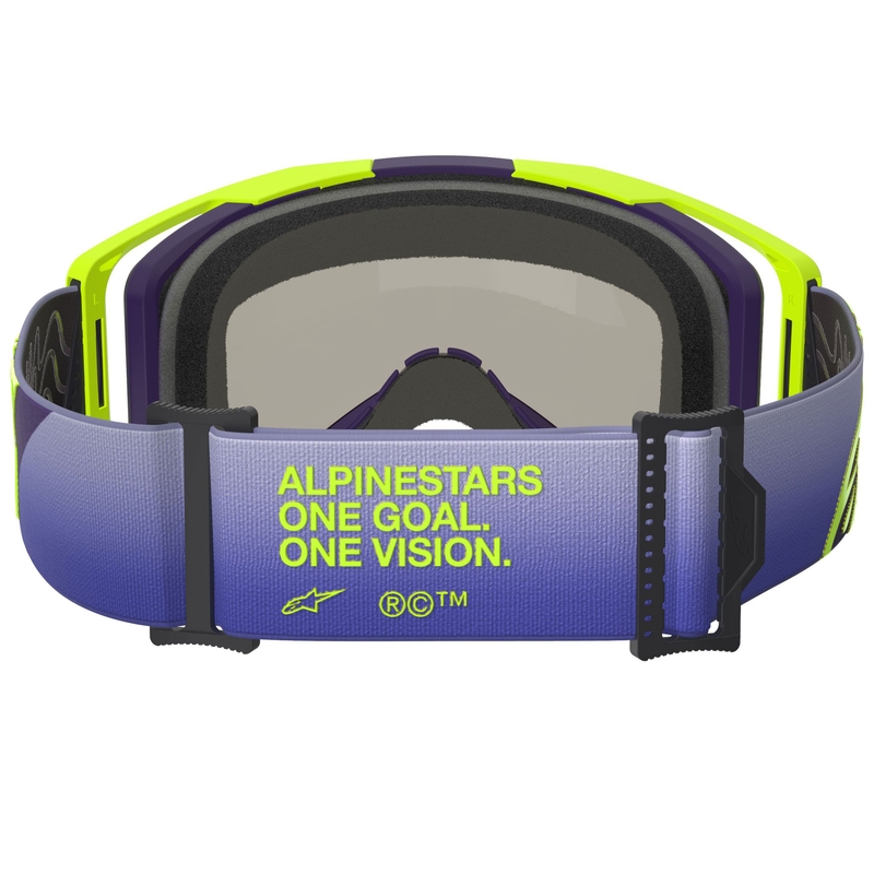Alpinestars Vision 8 Corp fluo kollane-lillad motokrossprillid sinise peegelklaasiga