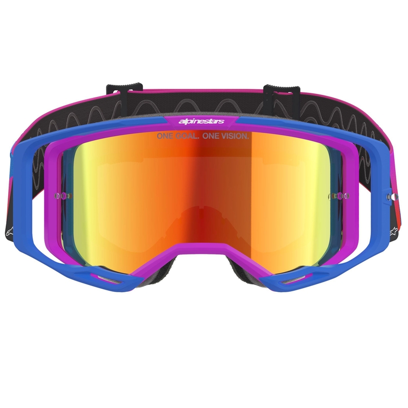 Alpinestars Vision 8 Corp motokrossiprillid sini-violett-oranž koos punase peegelklaasiga