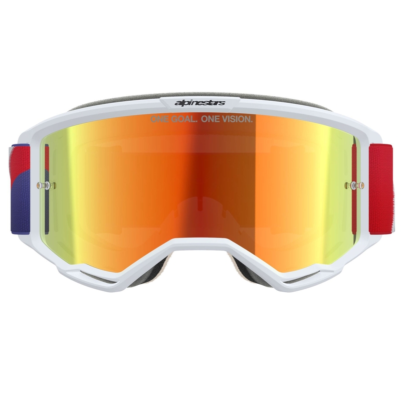 Alpinestars Vision 5 Corp motokrossiprillid valge-sinine-punased peegelpunase klaaspildiga