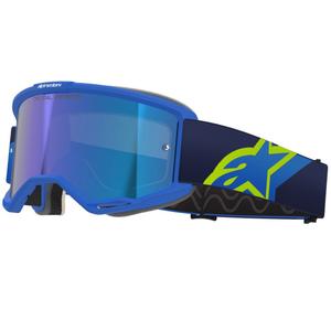 Alpinestars Vision 5 Corp sini-fluo kollane-mustad motokrossprillid sinise peegliläätsega