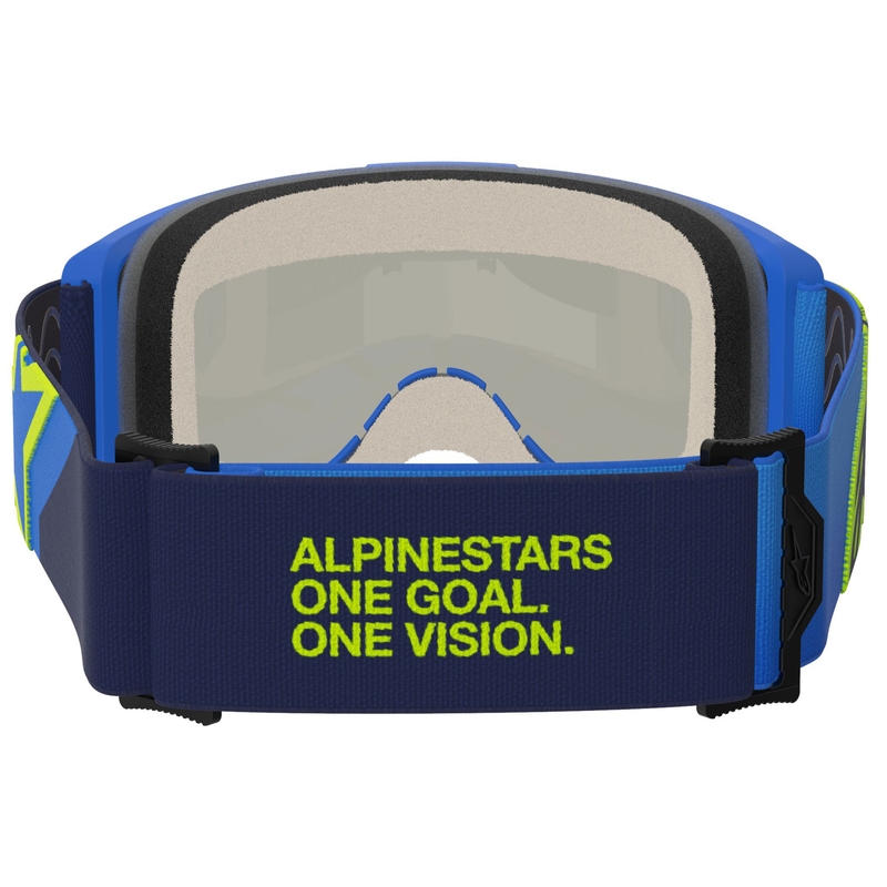 Alpinestars Vision 5 Corp sini-fluo kollane-mustad motokrossprillid sinise peegliläätsega