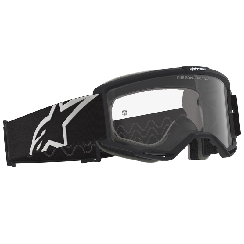 Alpinestars Vision OTG motokrossiprillid must-valge ja läbipaistva klaasiga