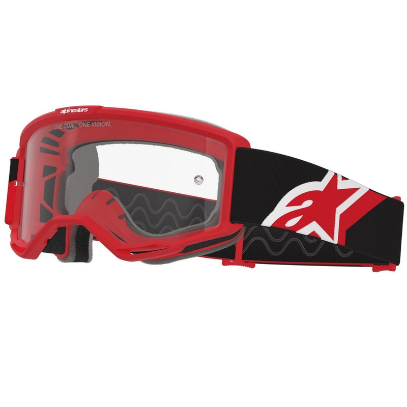 Alpinestars Vision OTG motokrossiprillid punase-must-valge läbipaistva klaasiga
