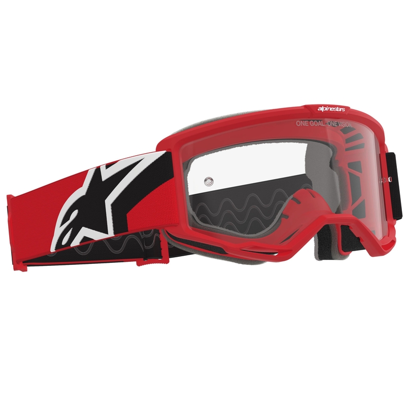 Alpinestars Vision OTG motokrossiprillid punase-must-valge läbipaistva klaasiga