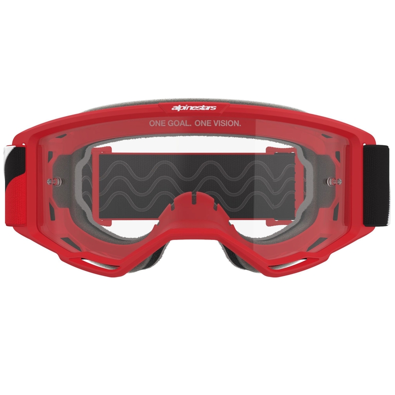 Alpinestars Vision OTG motokrossiprillid punase-must-valge läbipaistva klaasiga