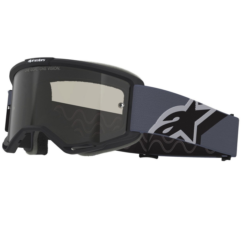 Alpinestars Vision Sand motokrossiprillid mustahall, tumedate suitsu klaasidega