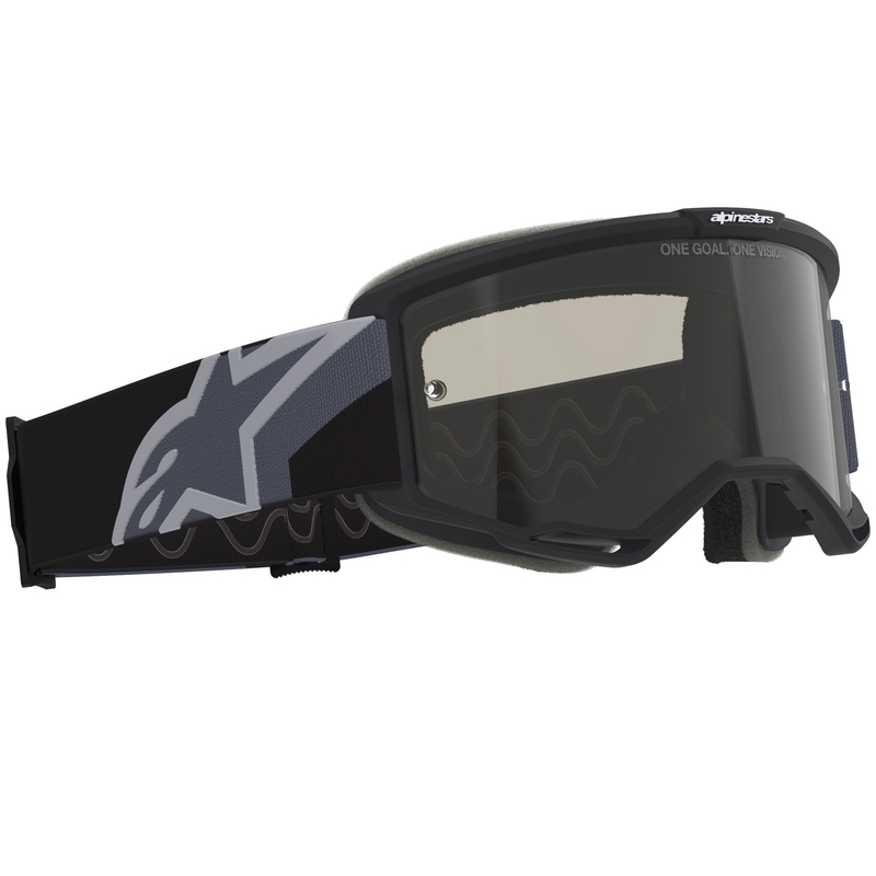 Alpinestars Vision Sand motokrossiprillid mustahall, tumedate suitsu klaasidega