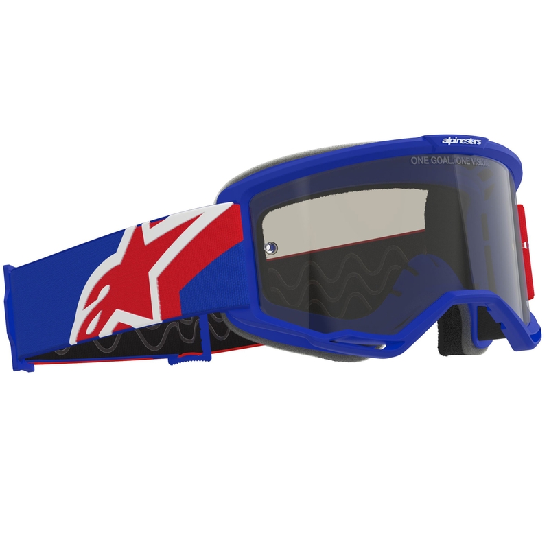 Alpinestars Vision Sand motokrossiprillid sini-punase-valge tumedate suitsu klaasidega