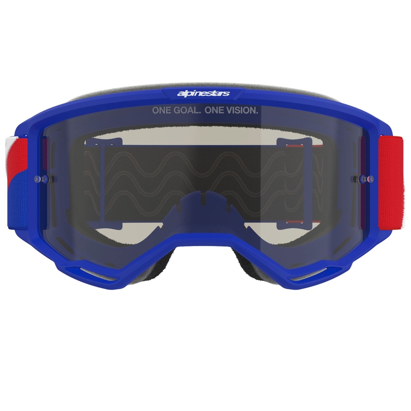 Alpinestars Vision Sand motokrossiprillid sini-punase-valge tumedate suitsu klaasidega