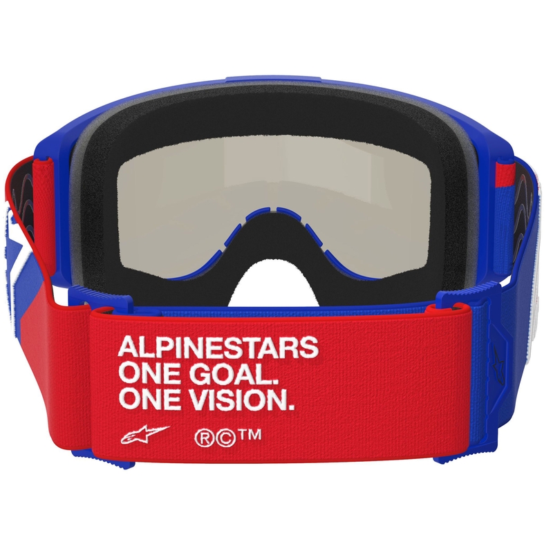 Alpinestars Vision Sand motokrossiprillid sini-punase-valge tumedate suitsu klaasidega