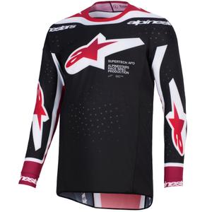 Alpinestars Supertech Pro AFD Vista motokrossitrikoo must-punane-valge